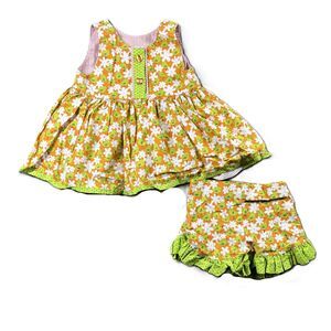 Barby Line Designs Boutique Girl Outfit Swing Tank Bloomers Chicks Birds 3T M105